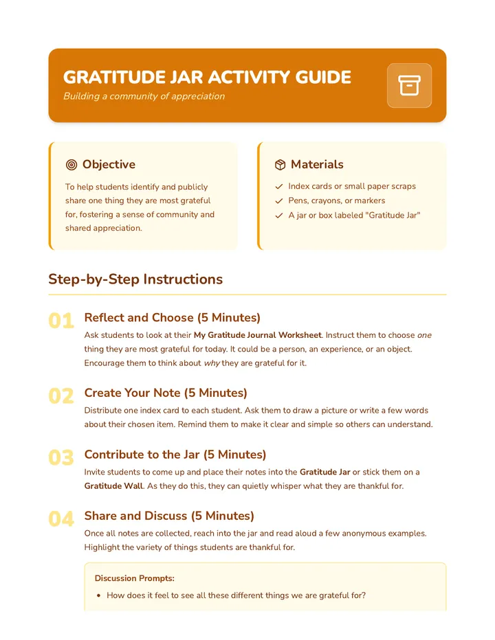 Gratitude Jar Activity Guide