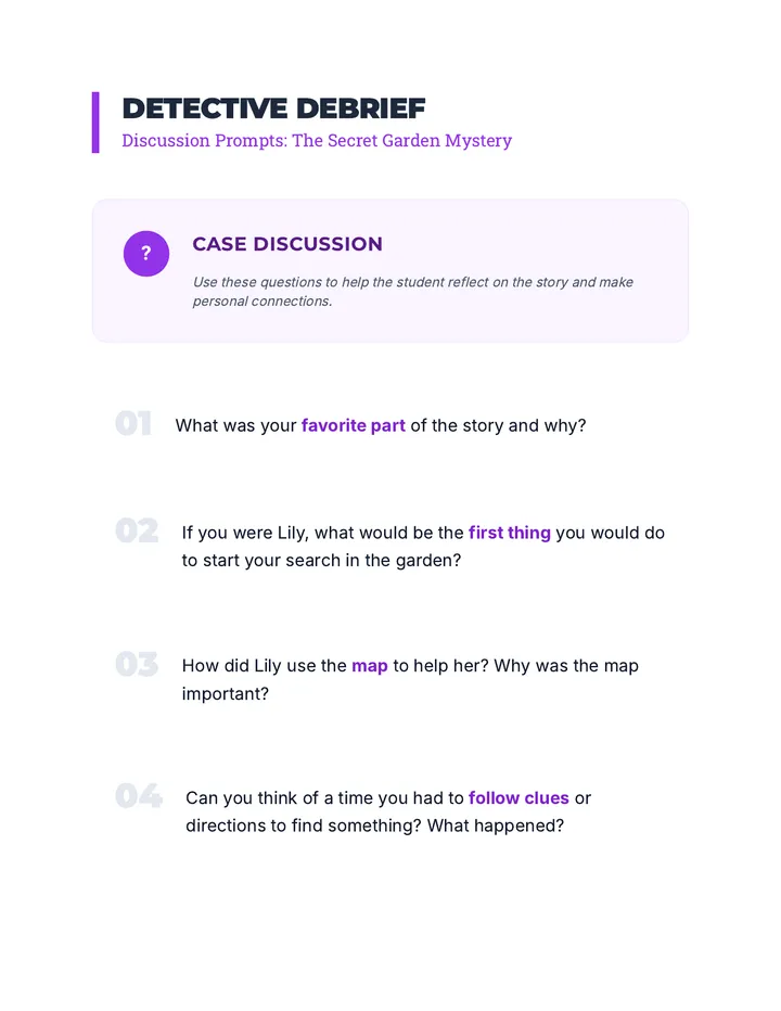 Discussion Prompts for The Secret Garden Mystery