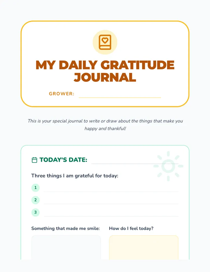 Gratitude Growers Journal Template