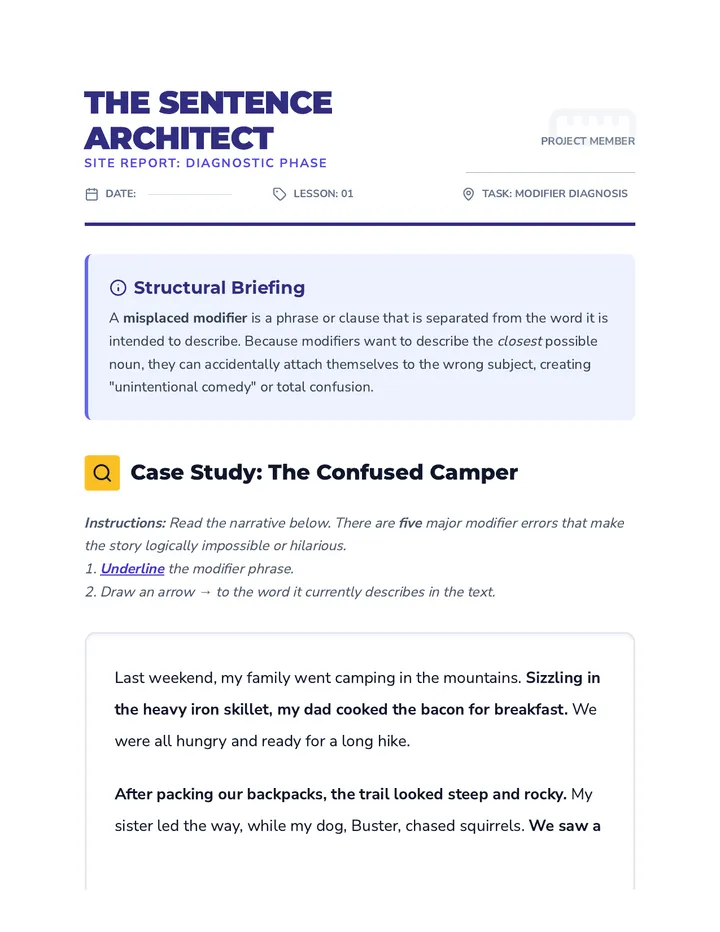 Sentence Detective Worksheet