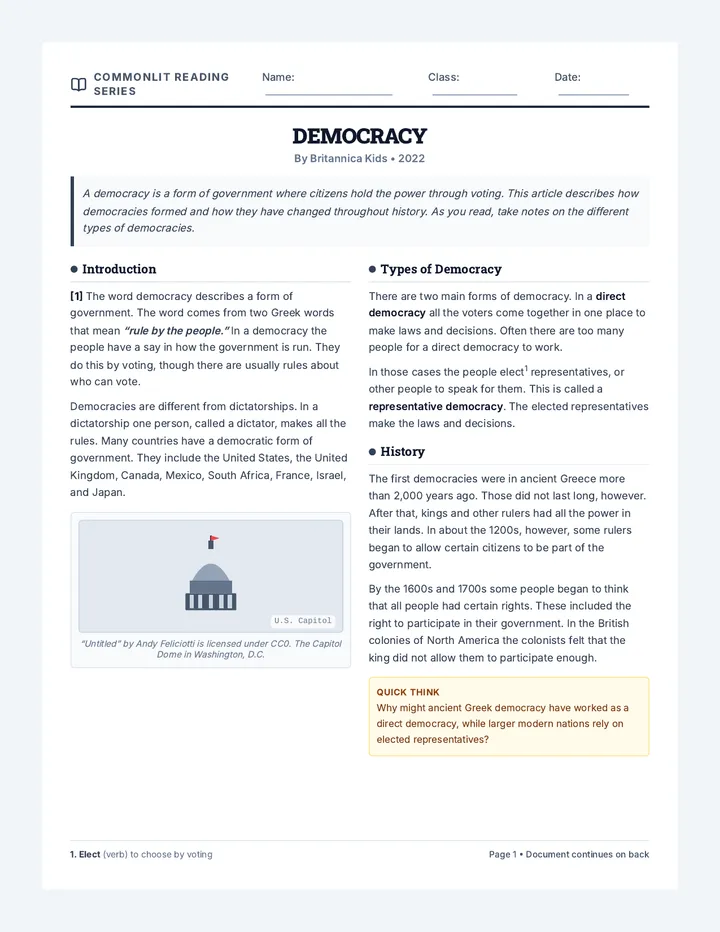 Democracy Student Packet