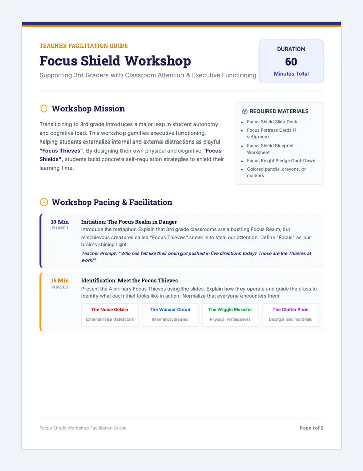 Focus Shield Teacher Guide