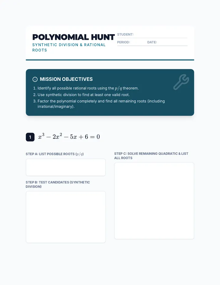 Polynomial Hunt Worksheet