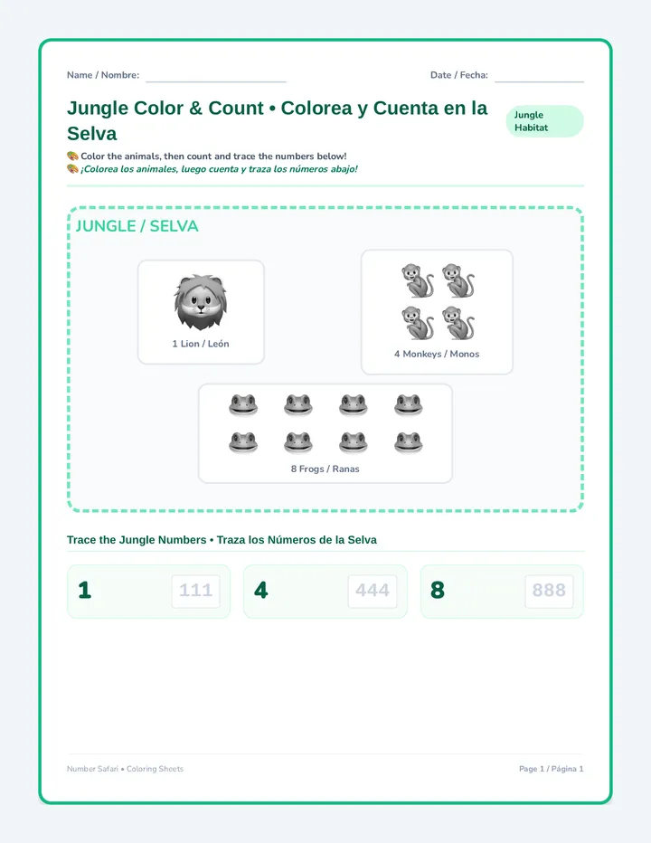 Habitat Counting Coloring Sheet