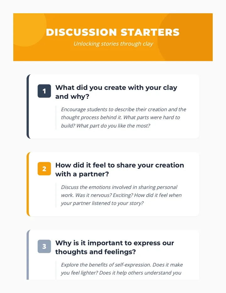 Clay Creations Discussion Questions