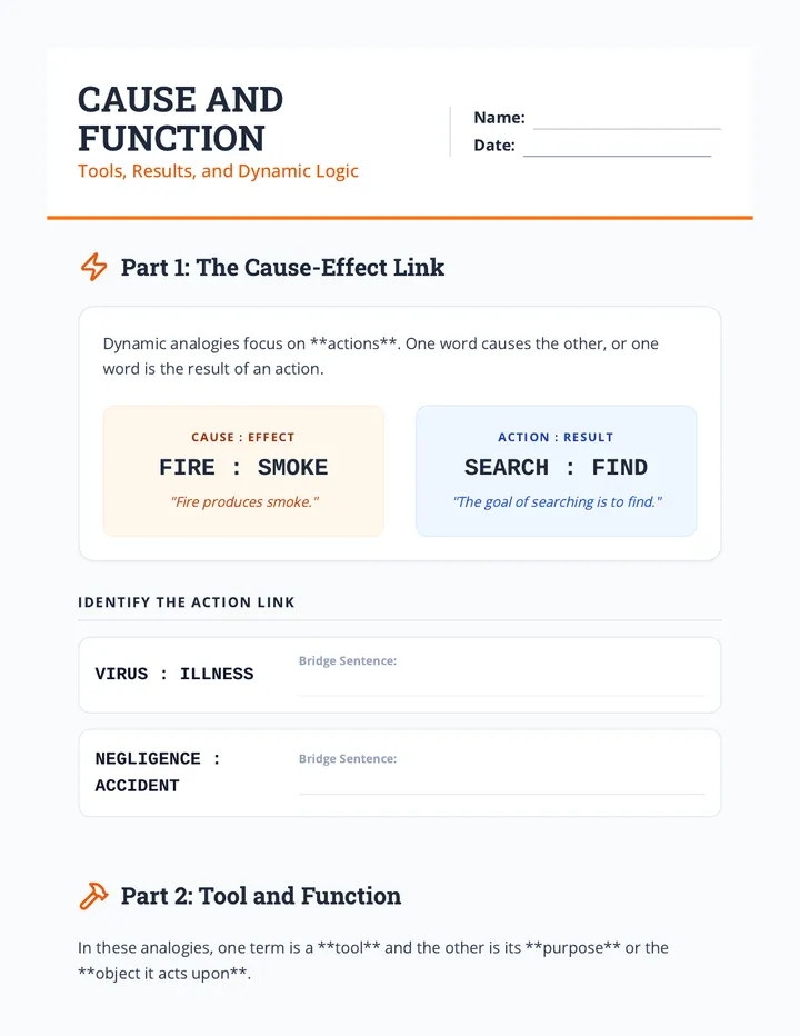 Cause and Function Worksheet