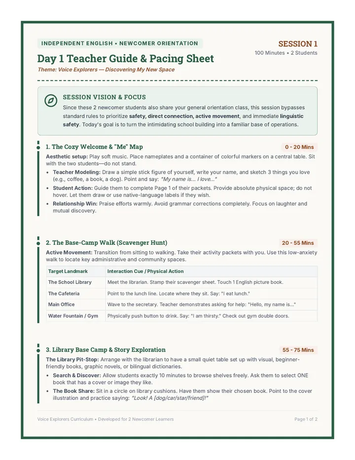 Day 1 Pacing Teacher Guide
