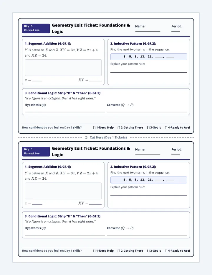 Benchmark Exit Tickets