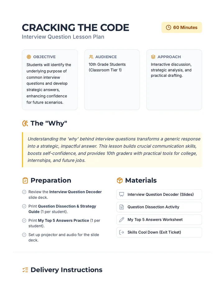 Cracking the Code Lesson Plan
