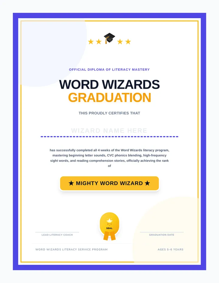 Word Wizards Graduation Diploma