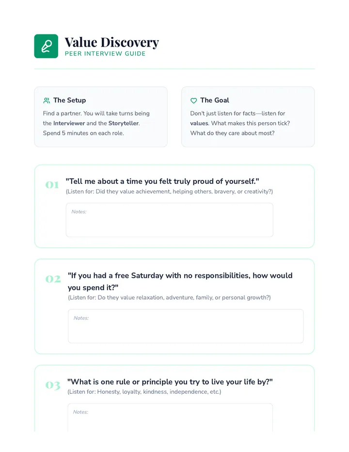 Identity and Values Exploration • Lesson • Lenny.com