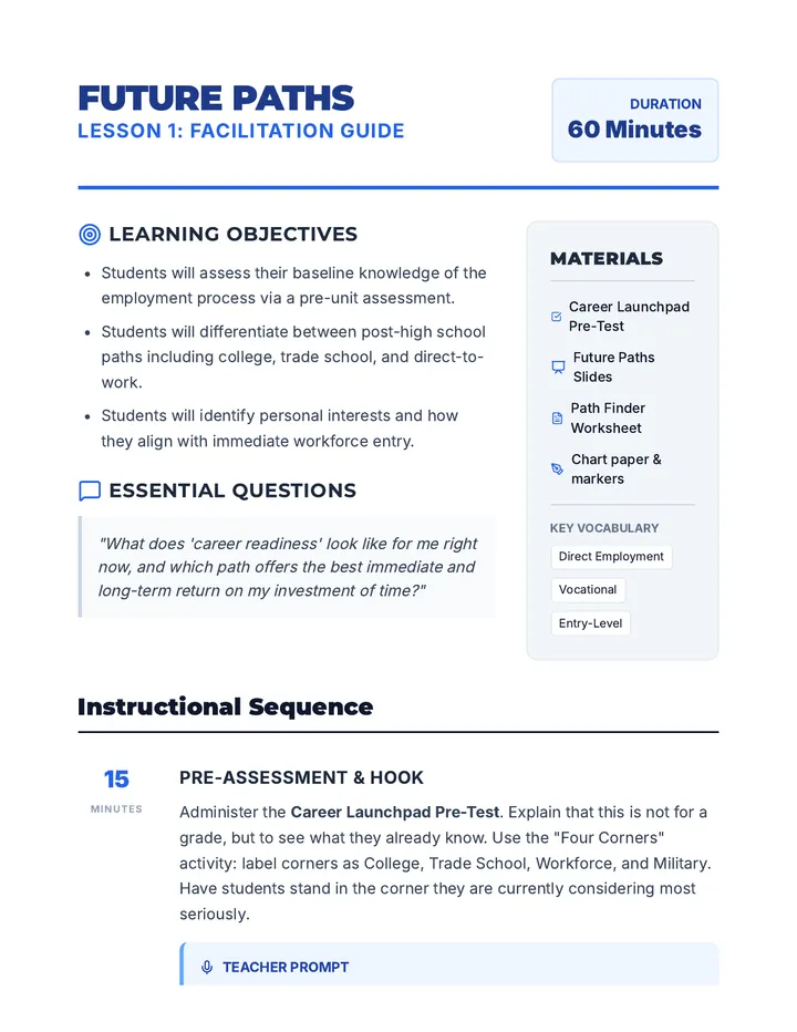 Future Paths Lesson Plan