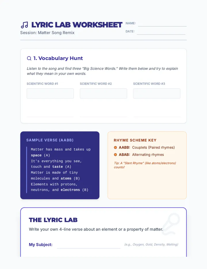 Lyric Lab Worksheet