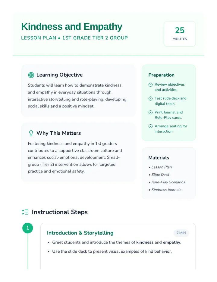 Kindness and Empathy Lesson Plan
