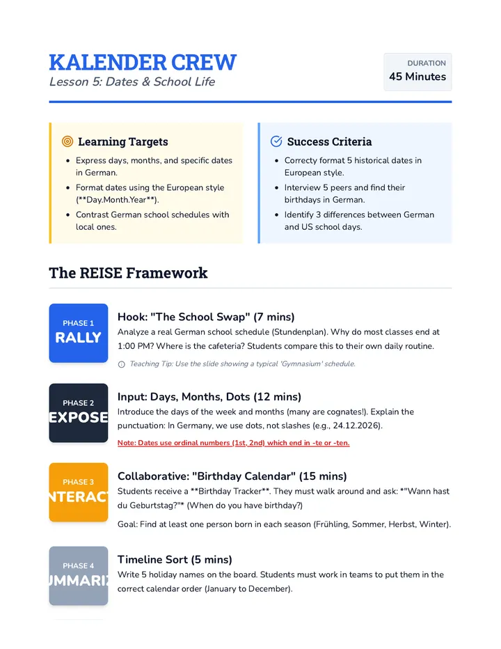 Kalender Crew Teacher Plan