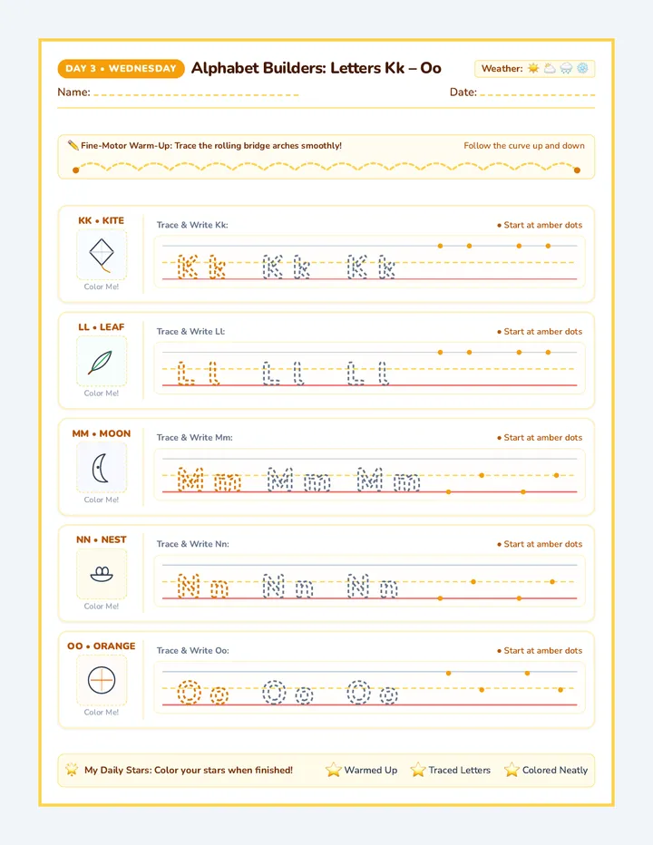 Wednesday Alphabet Trace Worksheet