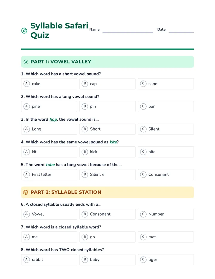 Safari Skills Quiz Document