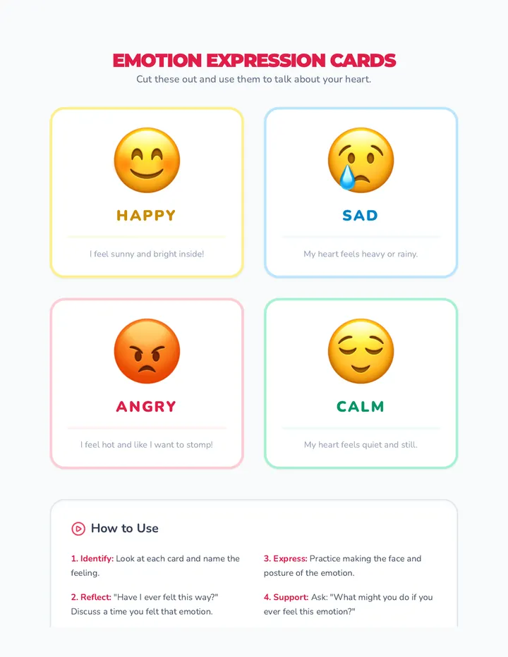 Emotion Expression Cards Activity