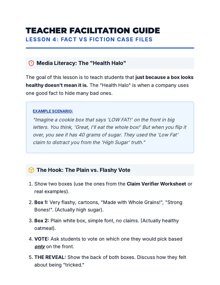 Fact vs Fiction Teacher Guide