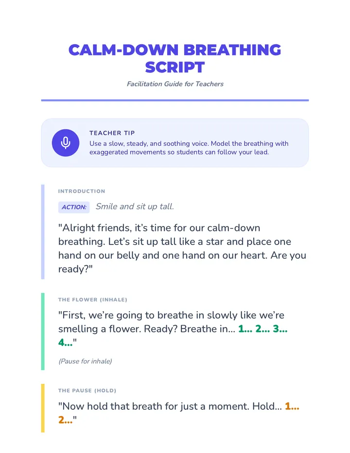Calm Down Breathing Script