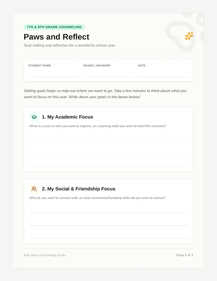 Goal Reflection Worksheet