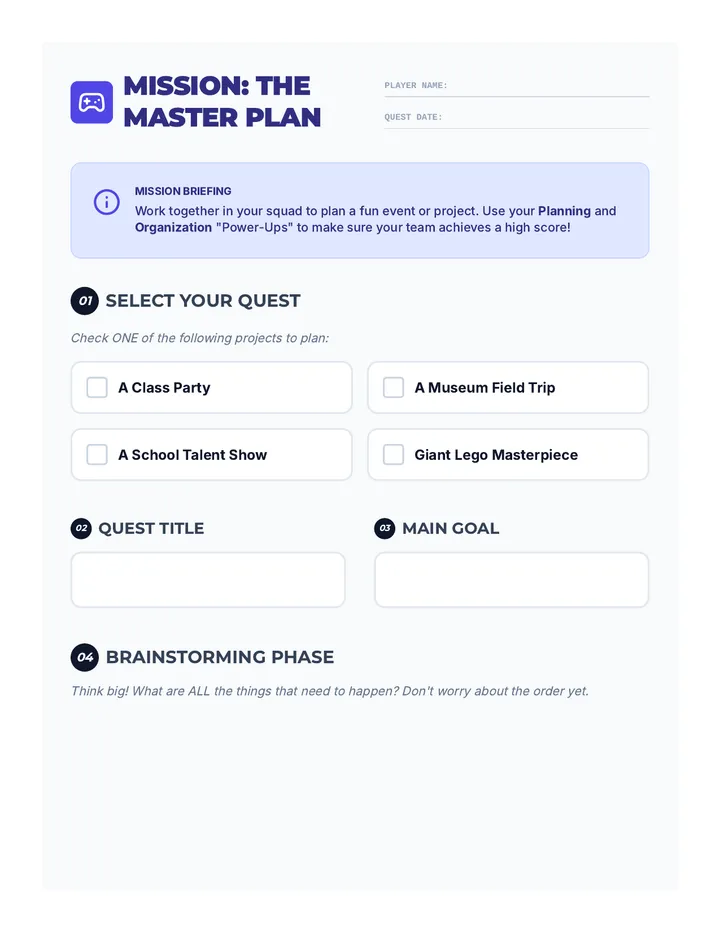 Group Planning Activity Worksheet