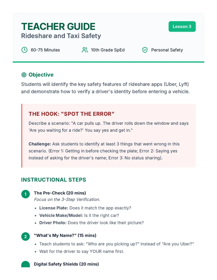 Rideshare Safety Teacher Guide