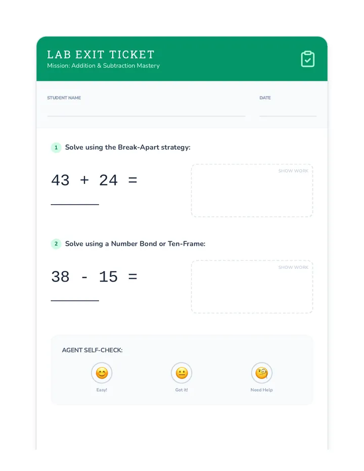 Math Mission Exit Ticket