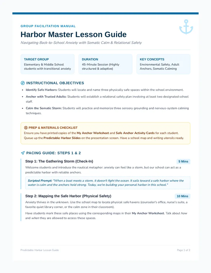 Harbor Master Lesson Guide