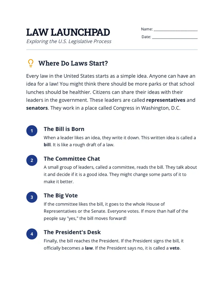 Law Launchpad Worksheet