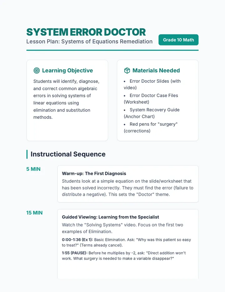 Error Doctor Lesson Plan