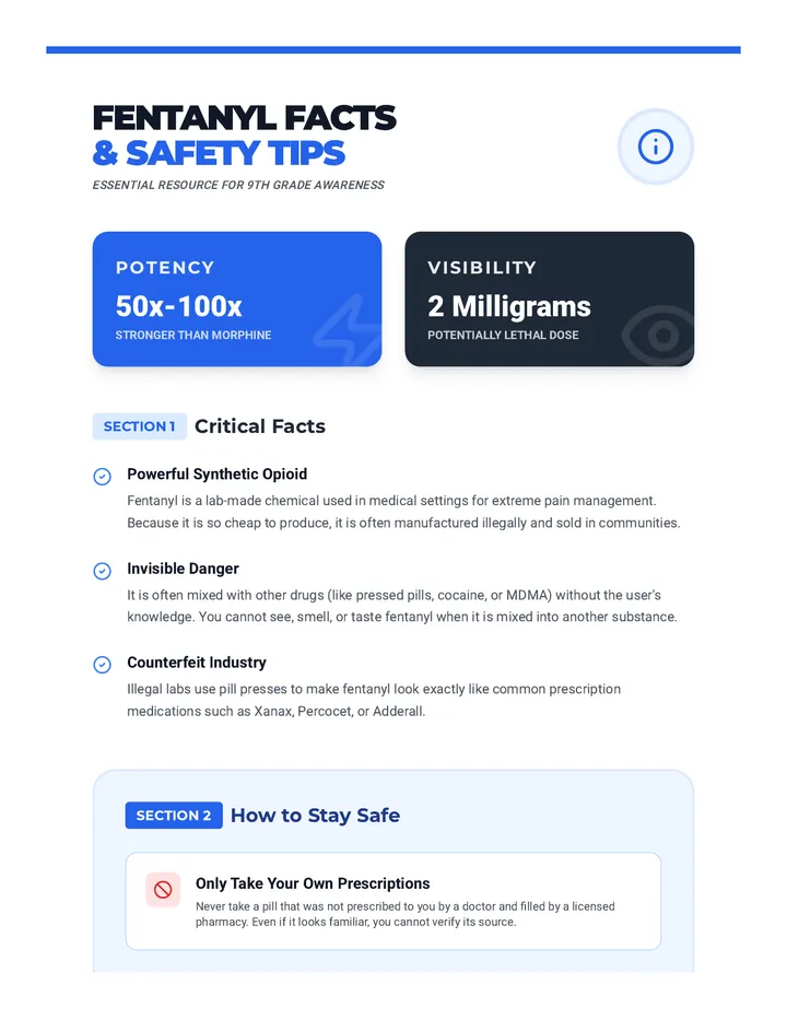 Fentanyl Facts and Safety Tips Handout