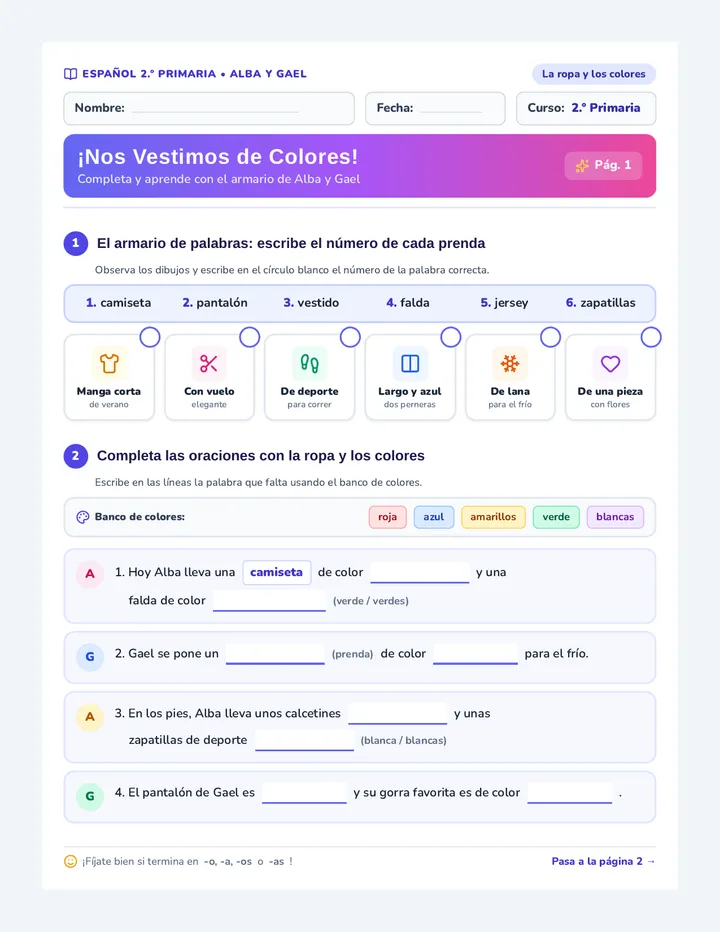 Ropa Colores Ficha