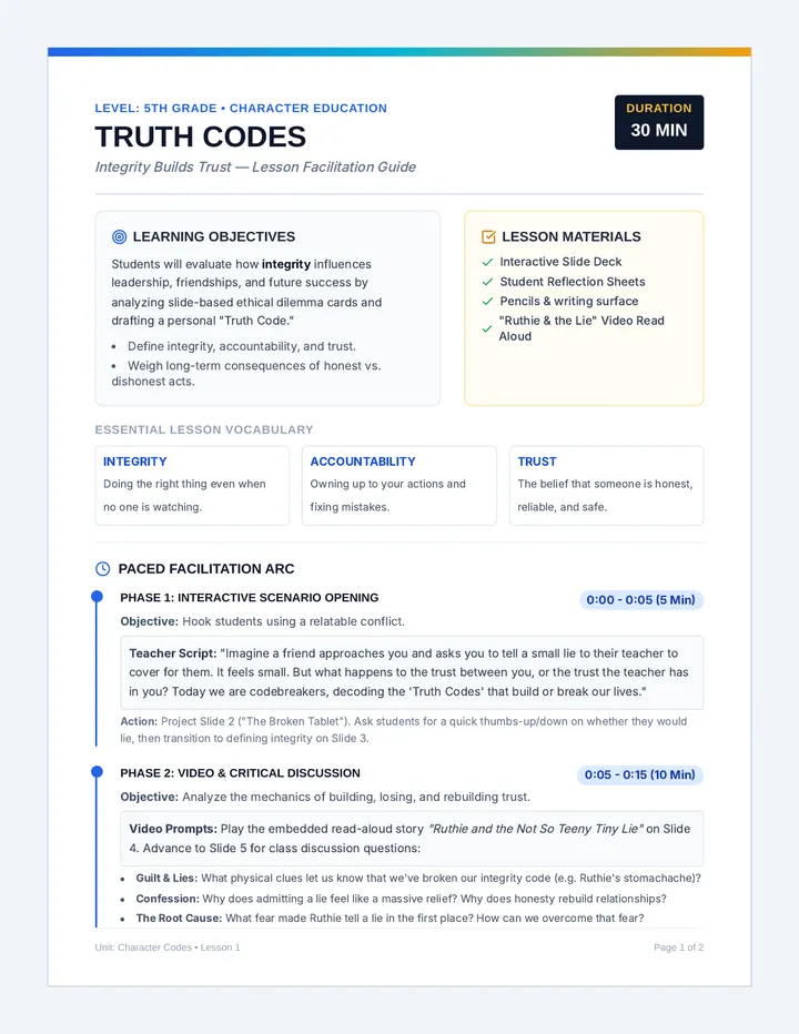 Truth Codes Teacher Guide