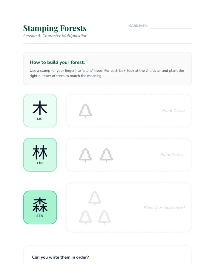 Stamping Forests Worksheet