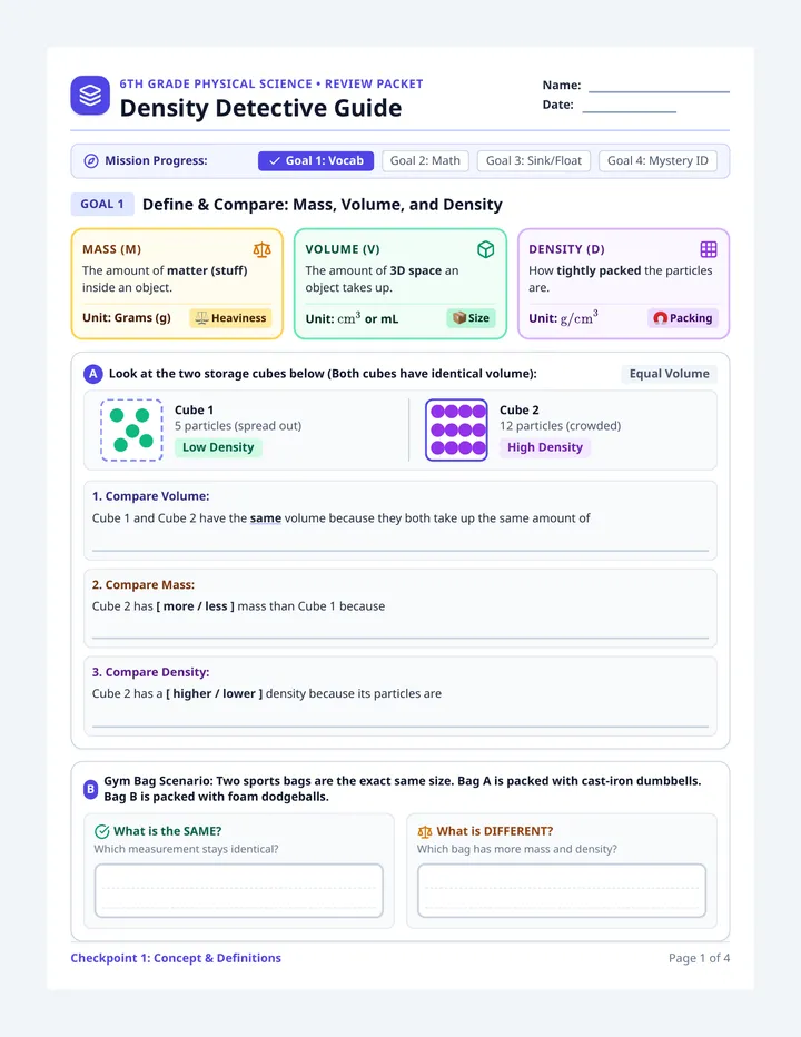 Density Quest Review Packet