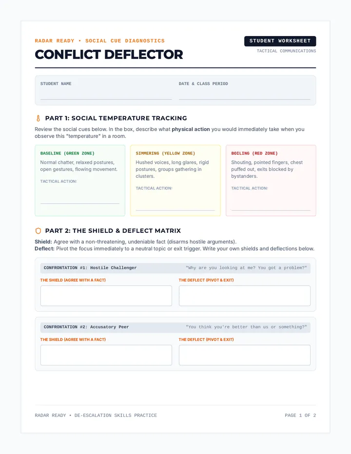Conflict Deflector Worksheet