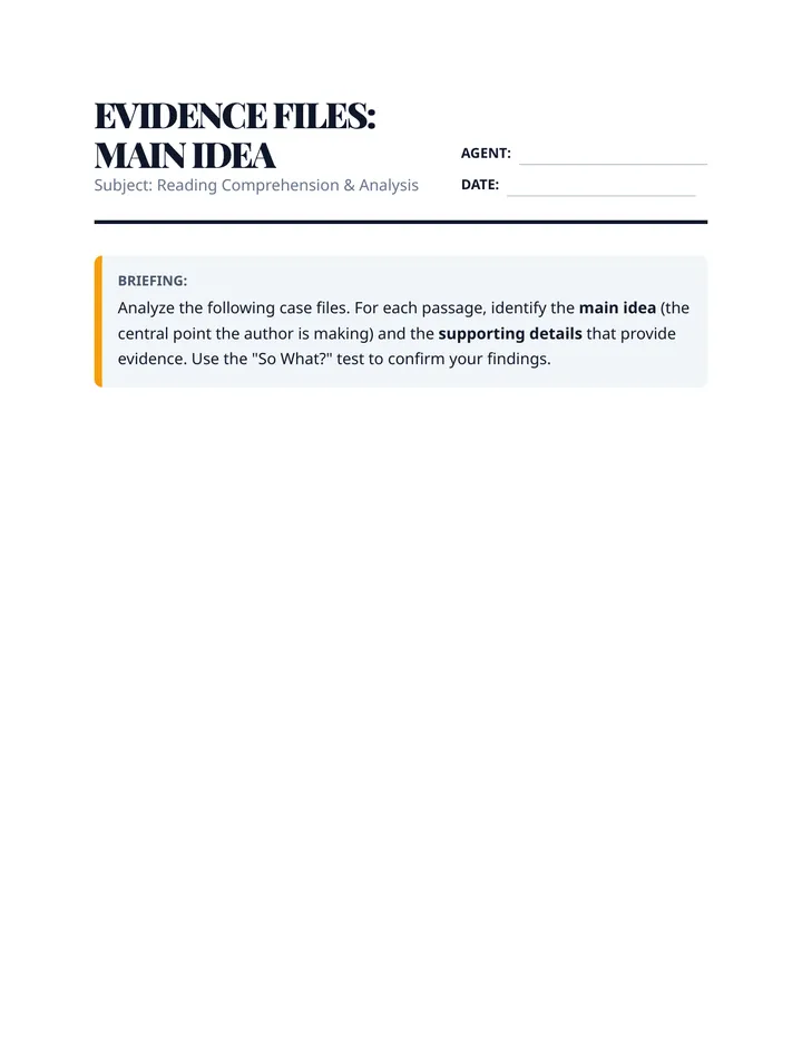 Passage Power Worksheet