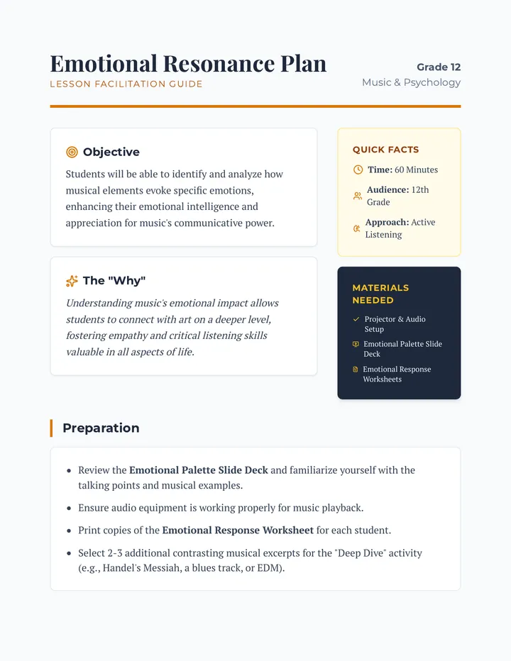 Emotional Resonance Plan Lesson Plan