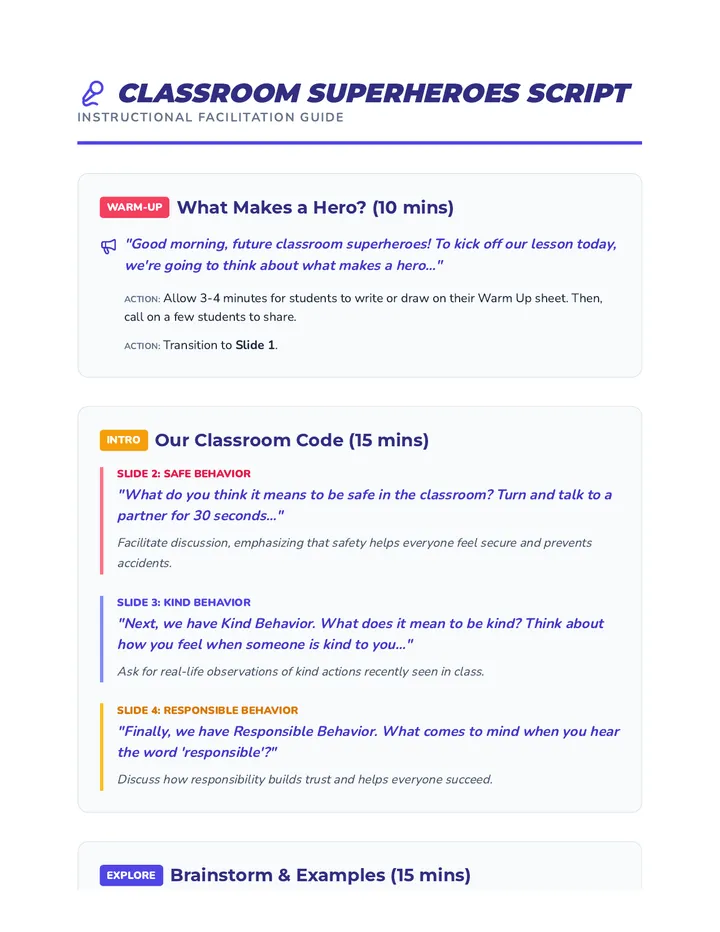 Superhero Teacher Script