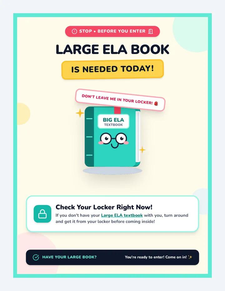 Big ELA Book Poster