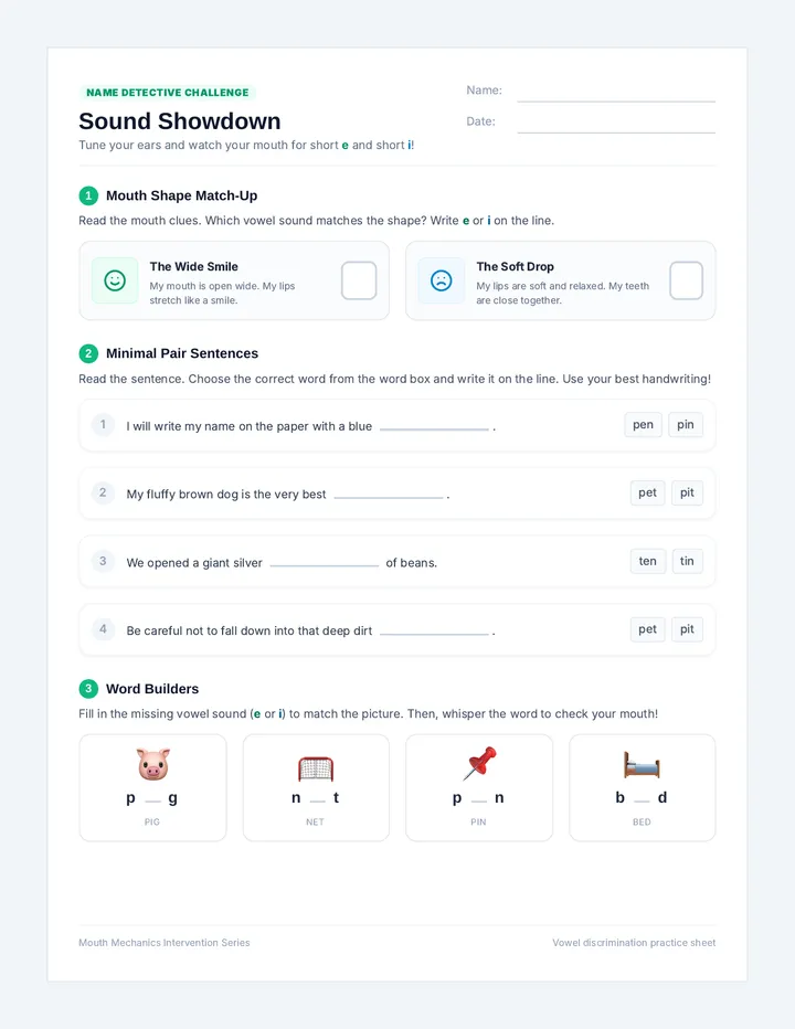 Sound Showdown Worksheet