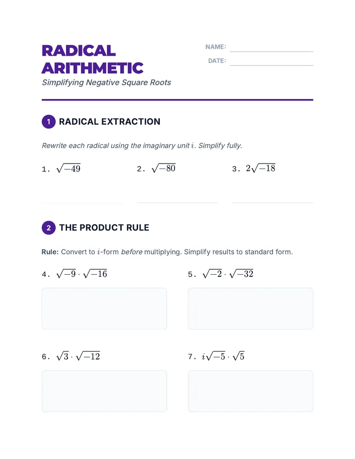 Radical Worksheet
