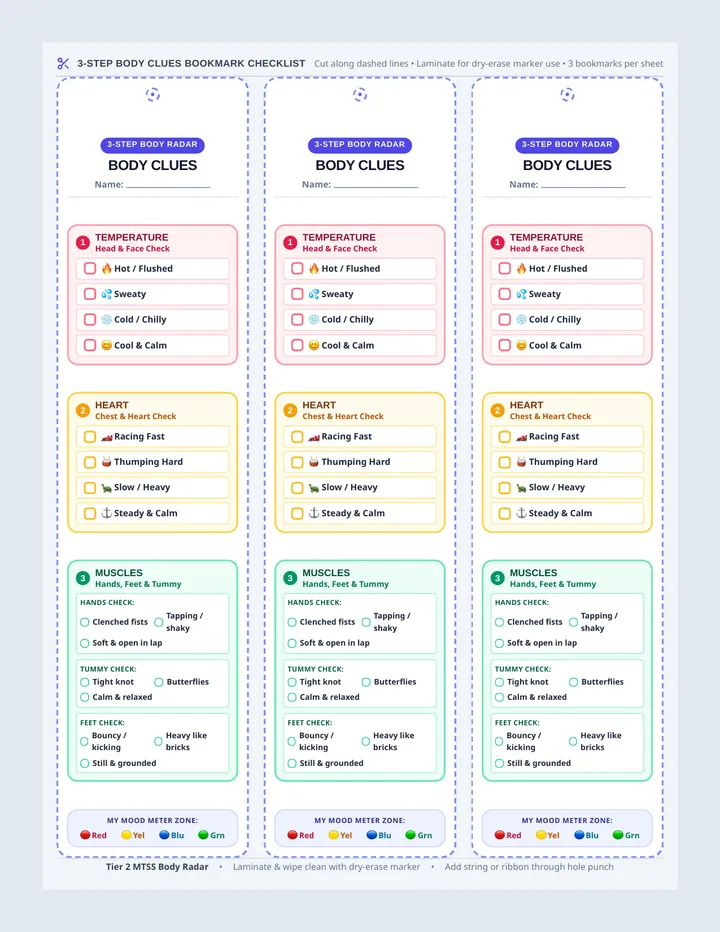 Body Clues Checklist Cards