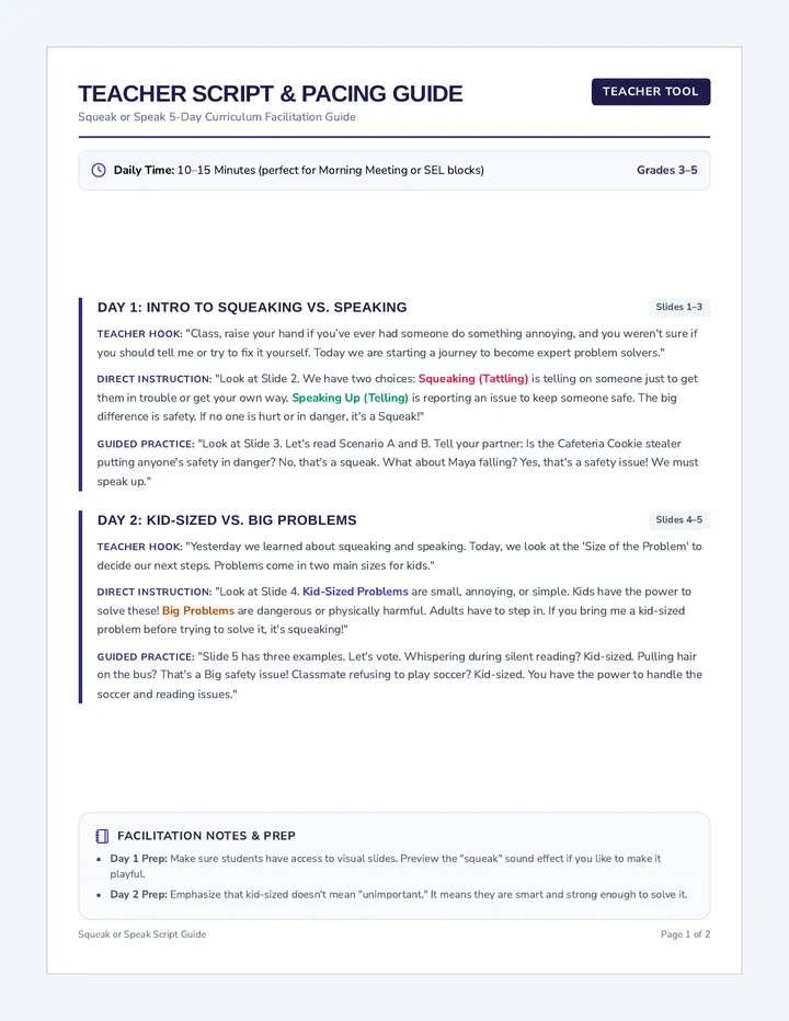 Squeak or Speak Script Guide