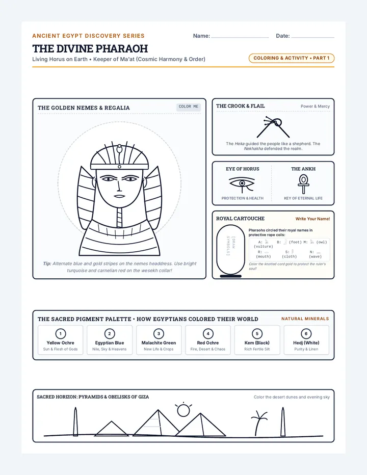 Pharaohs Gods Coloring Sheet
