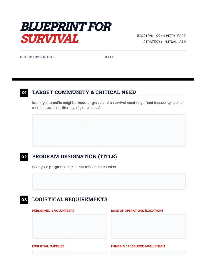 Survival Program Blueprint Worksheet