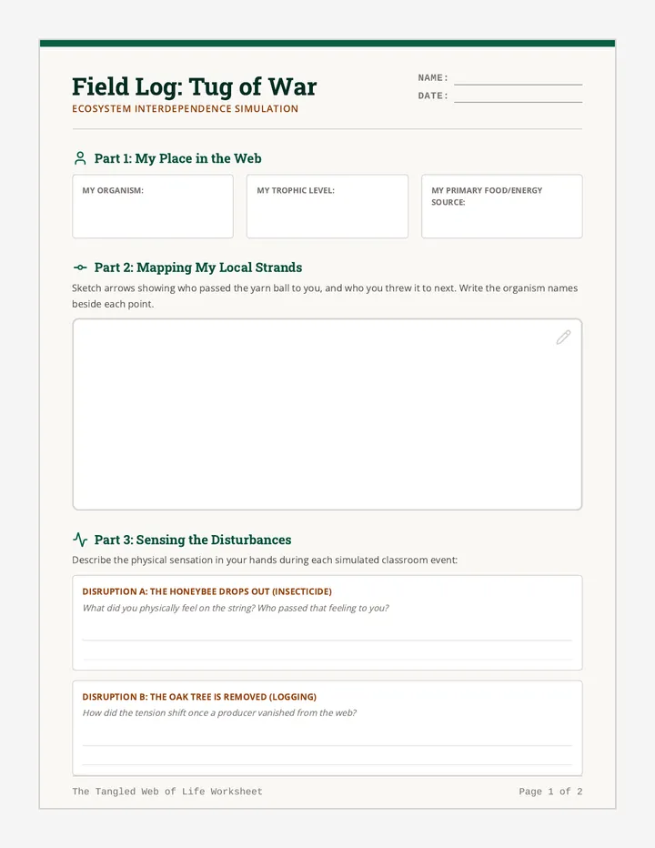 Tug of War Worksheet