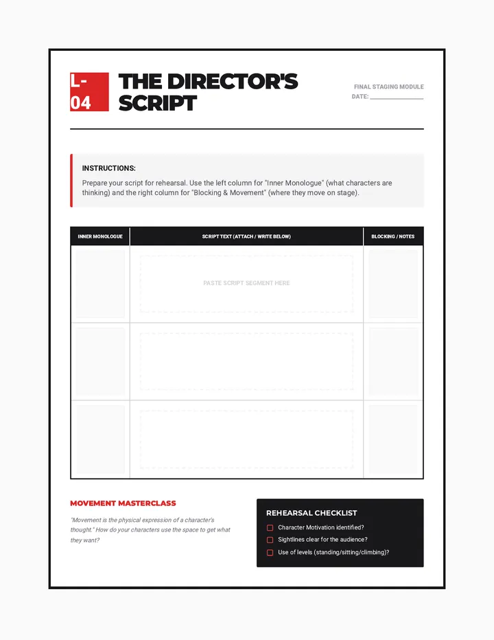 Directors Script Worksheet