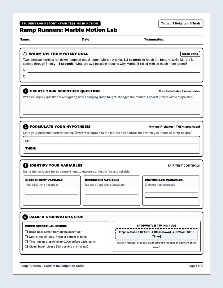 Ramp Runners Lab Sheet